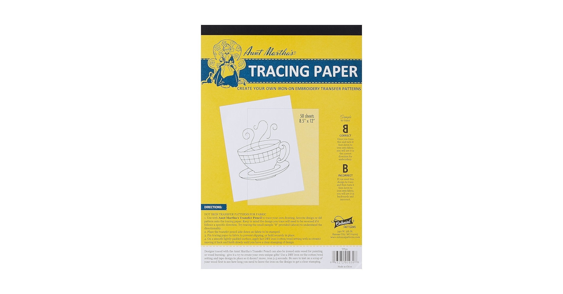 Amazon Aunt Martha s 8 5 Inch By 12 Inch Tracing Paper 50 Sheet