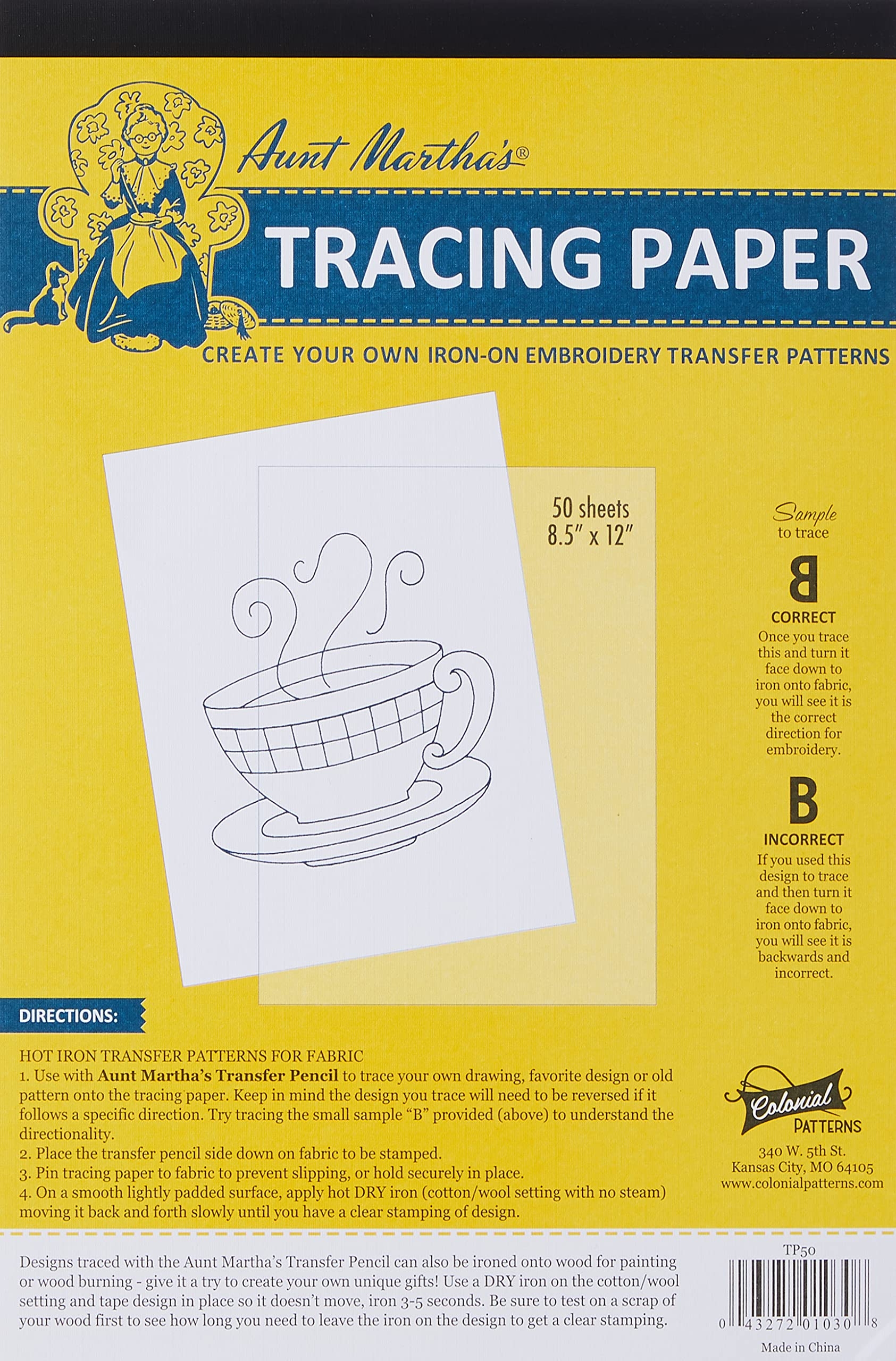 Amazon Aunt Martha s 8 5 Inch By 12 Inch Tracing Paper 50 Sheet
