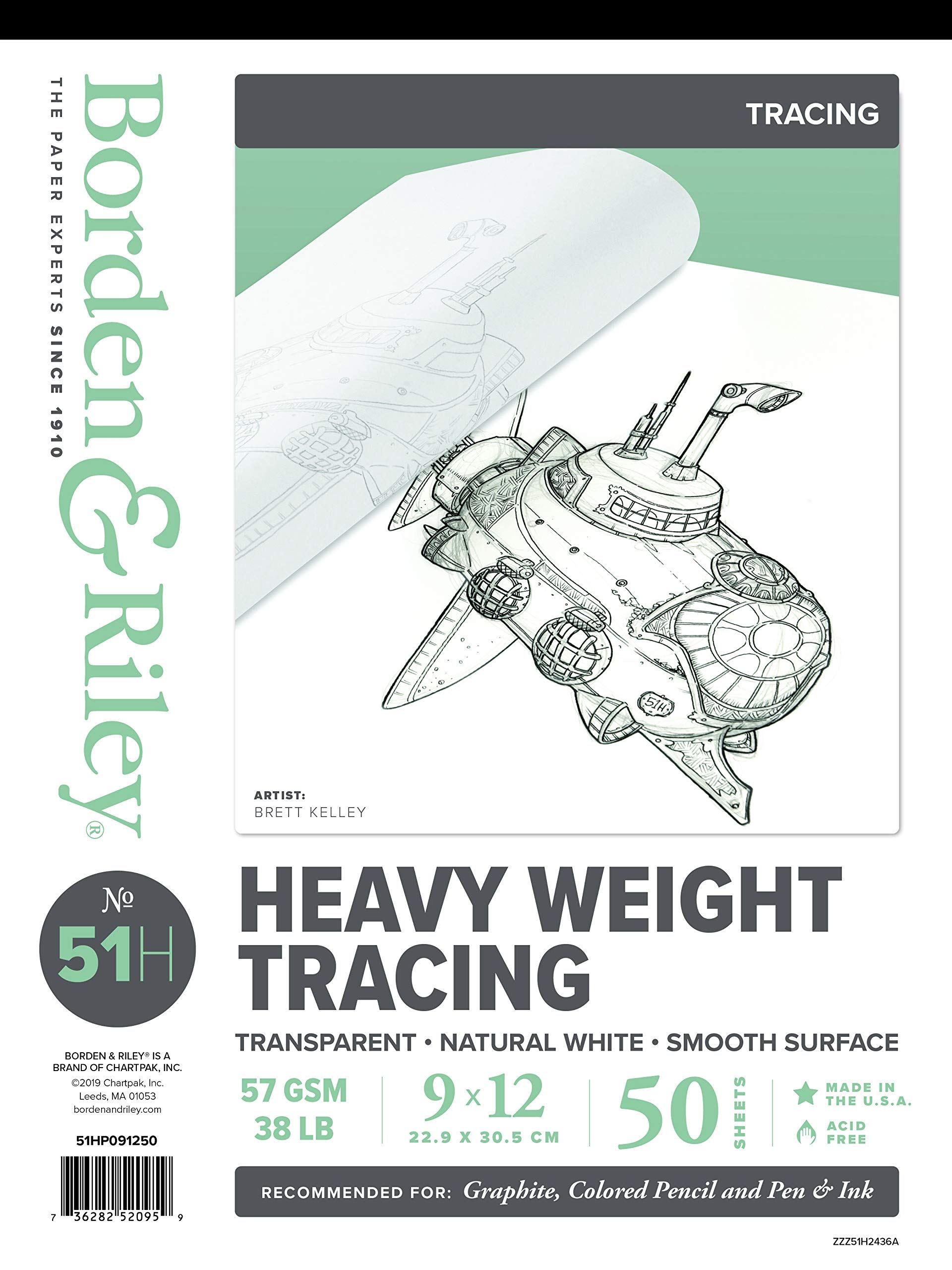 Amazon Borden amp Riley 9 X 12 51H Heavyweight Tracing Paper 