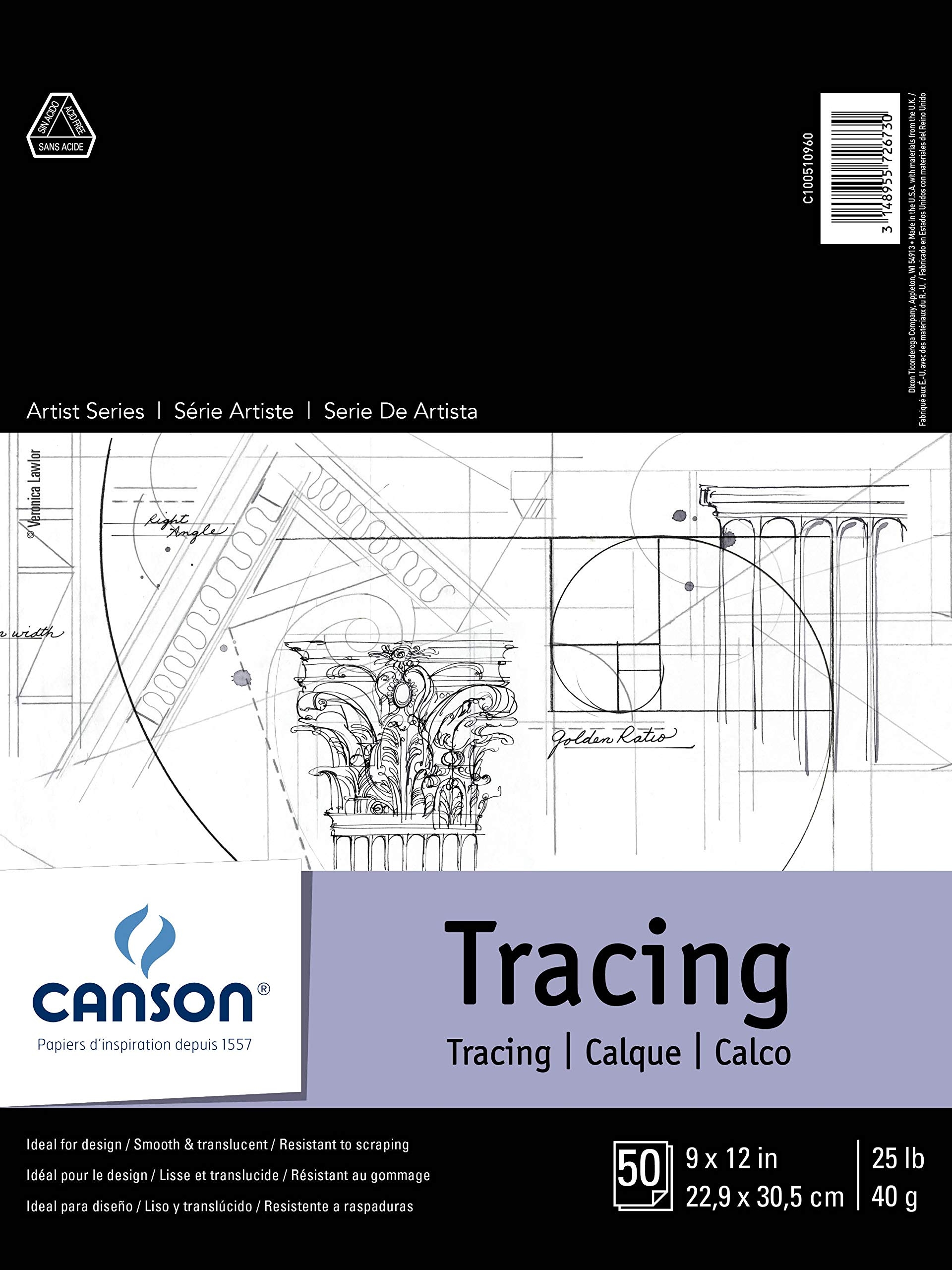 Amazon Canson 702 321 Pro Art 9 Inch By 12 Inch Tracing Paper 