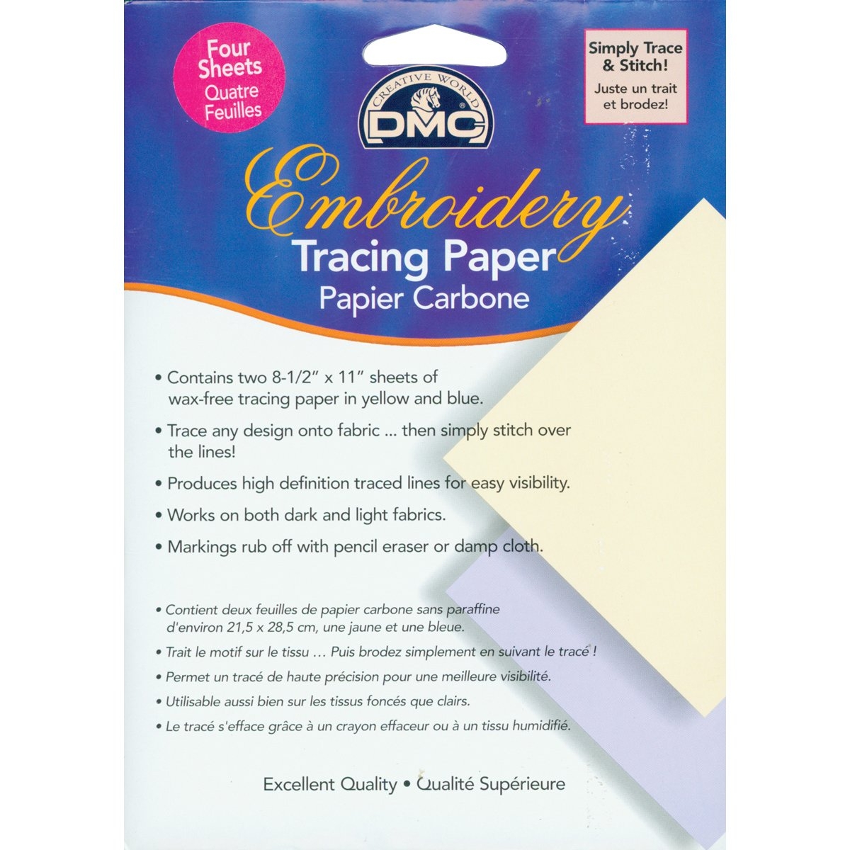 Amazon DMC U1541 Embroidery Tracing Paper Yellow Blue 2 Pack