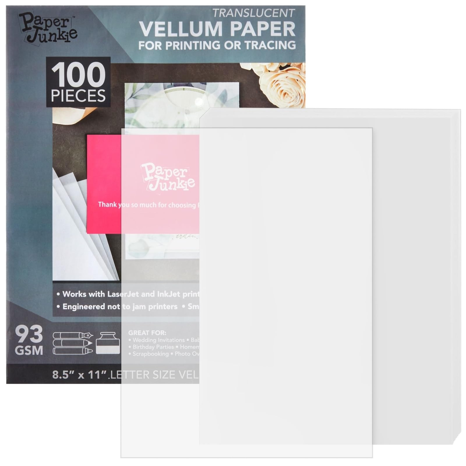 Amazon Paper Junkie Vellum Paper 8 5 X 11 In 100 Sheets 