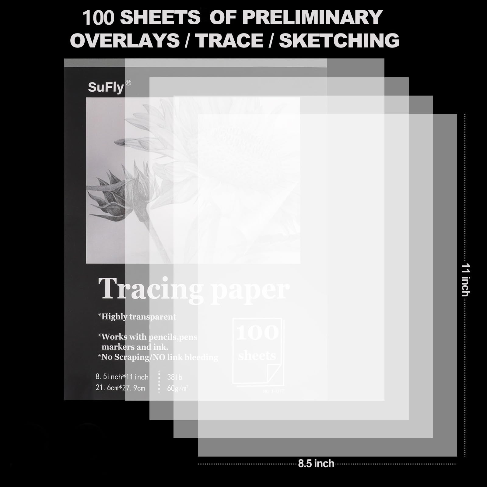 Amazon Tracing Paper 8 5x11 Inch 100 Sheets Transparent 