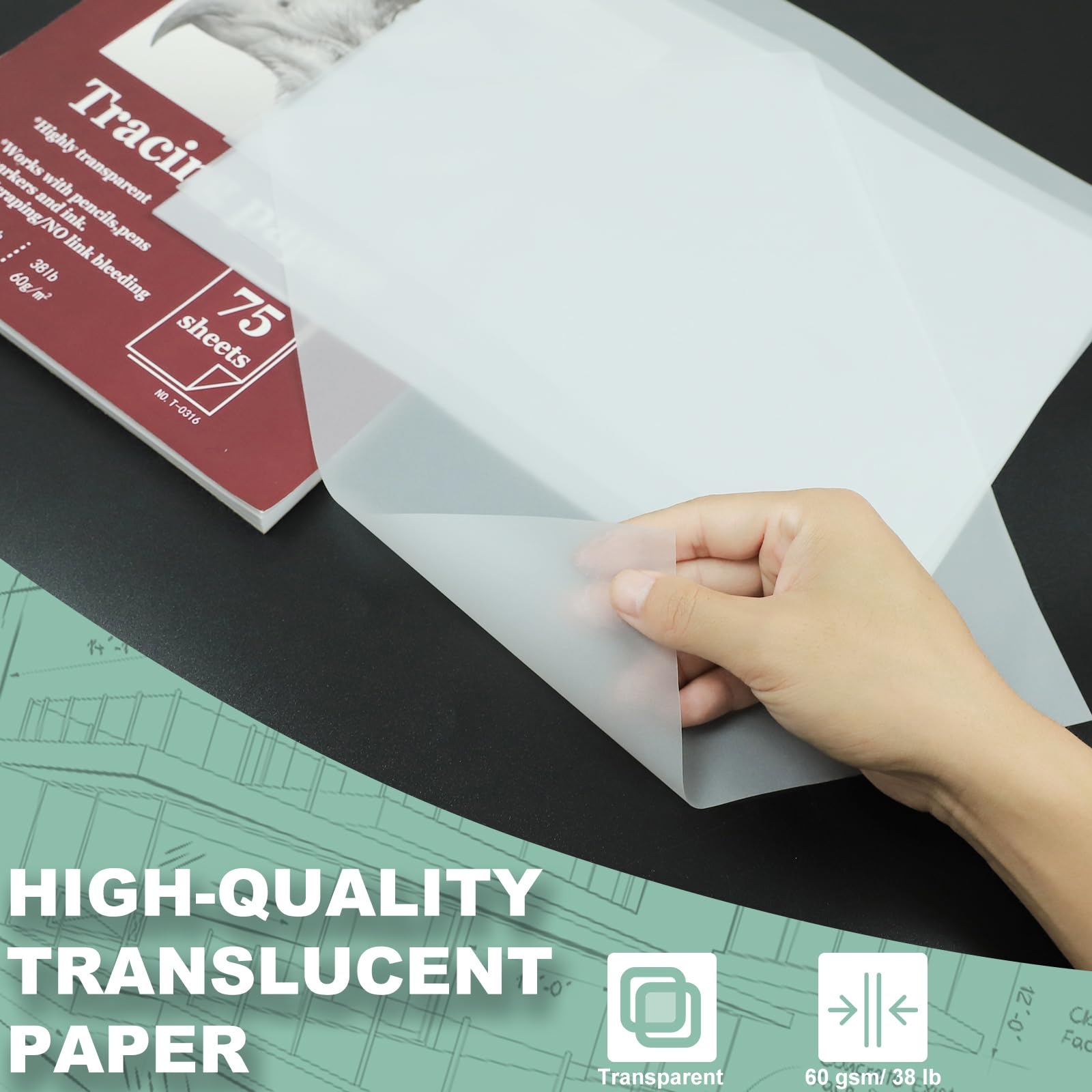 Amazon Tracing Paper 8 5x11 Inch 100 Sheets Transparent 