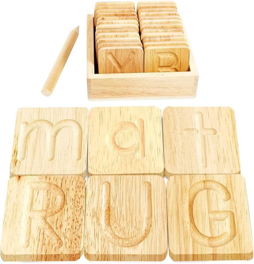 Amazon Wooden Alphabet Tracing Boards Preschool Letter 