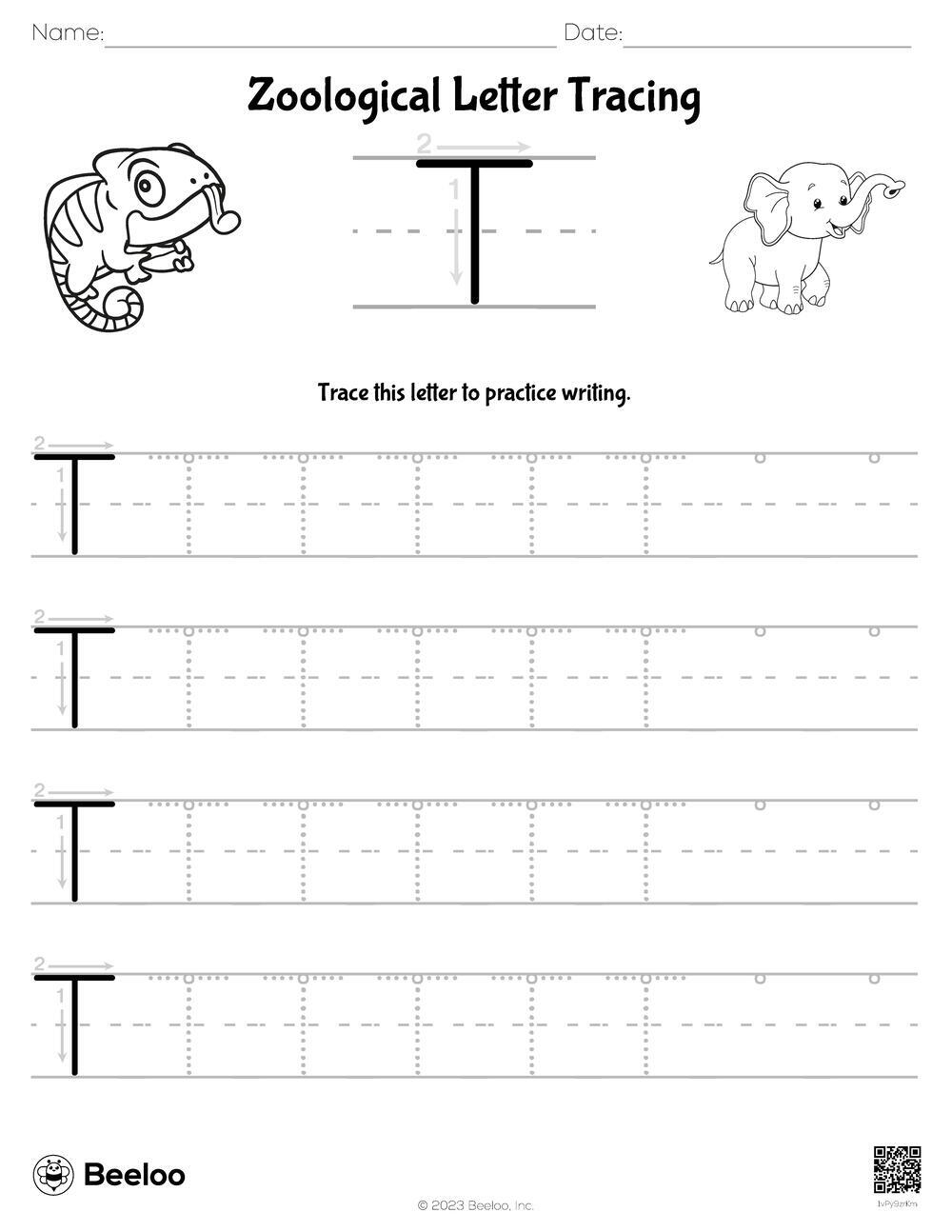 Animal Word Tracing Worksheets