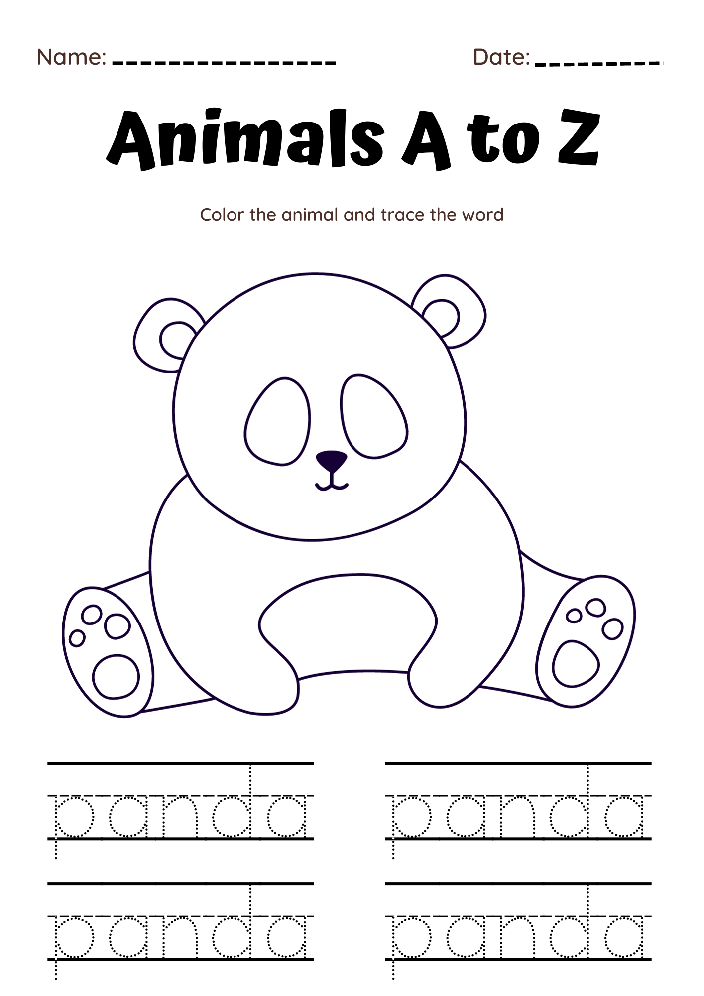 Animals Alphabet Coloring amp Tracing Worksheets Printables 