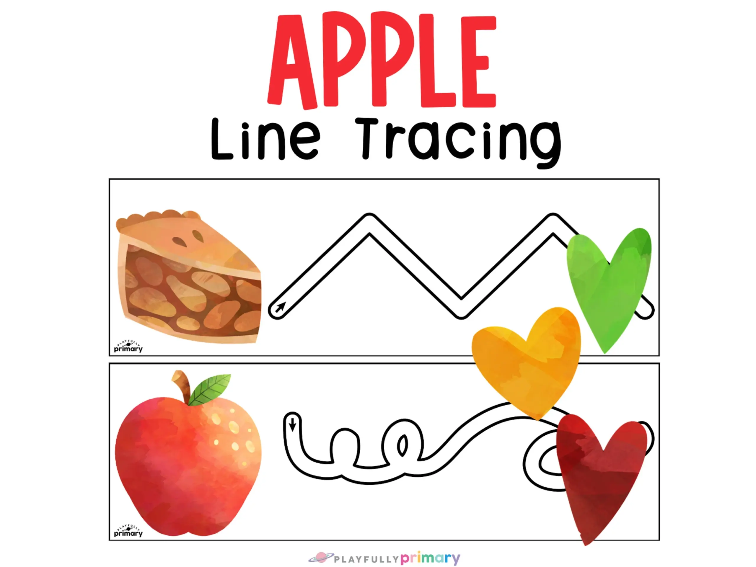 Apple Line Tracing Practice Cards Apple Tracing Printables 