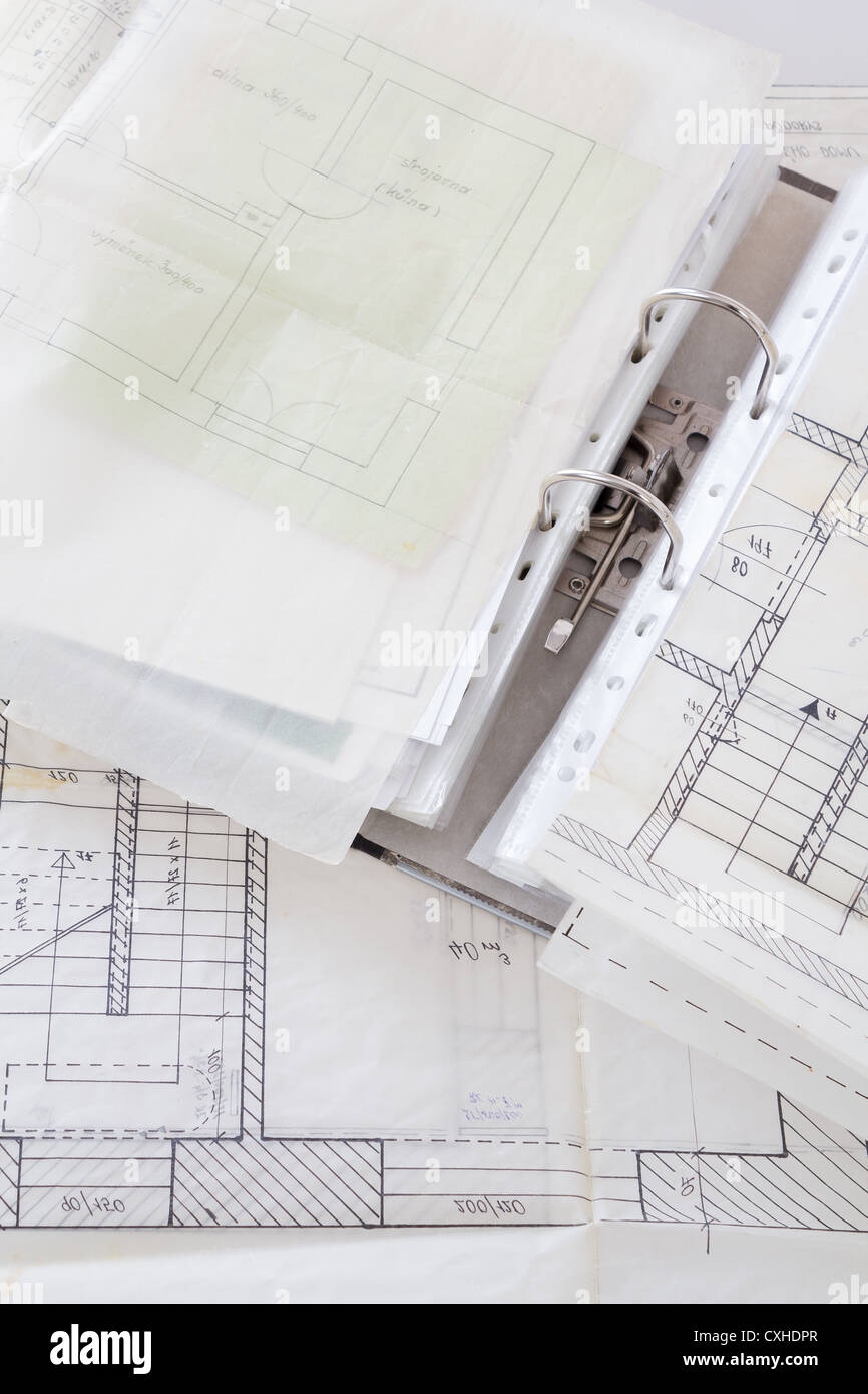Architectural Plans Of The Old Paper Tracing Paper And File With 