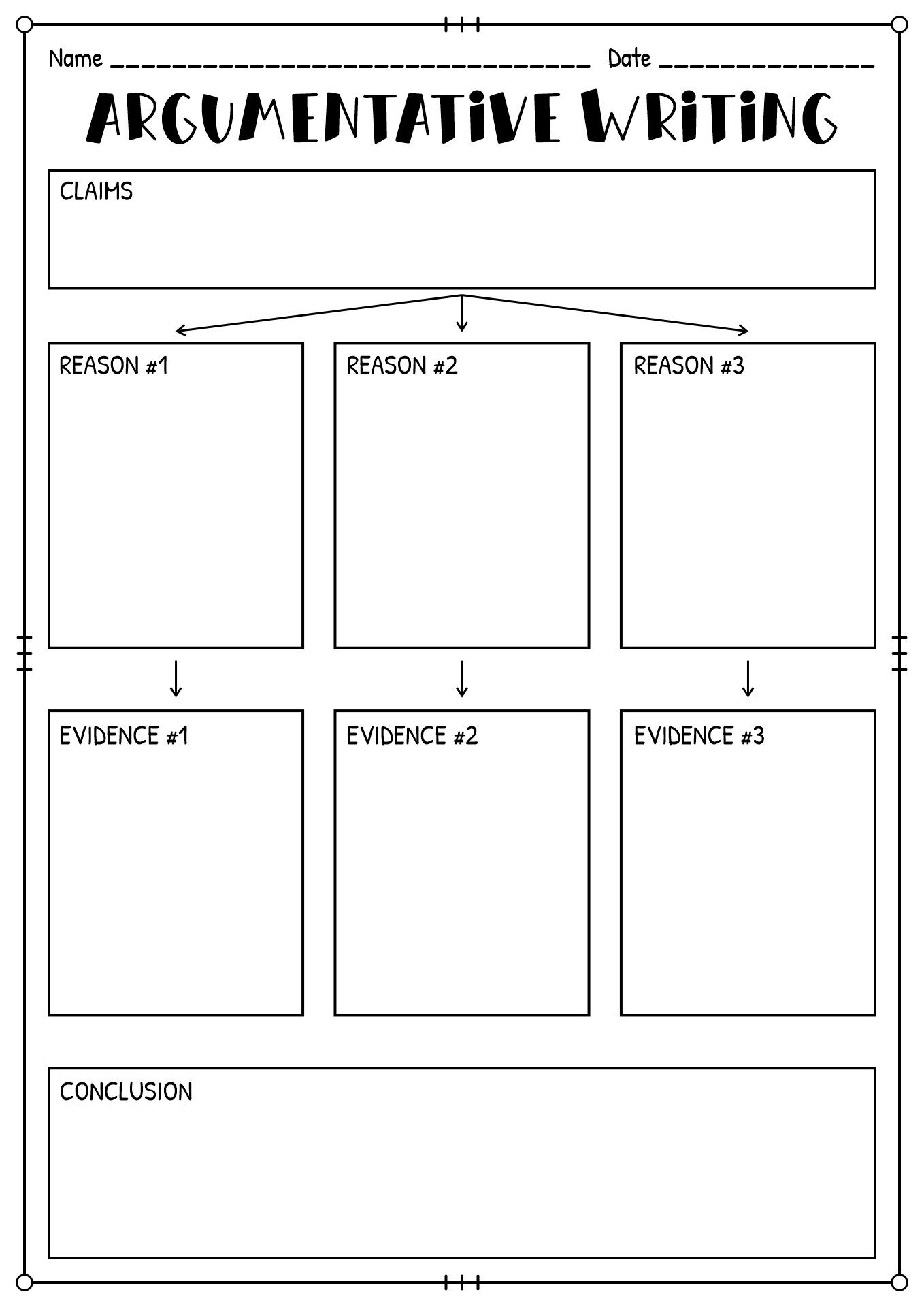 Argumentative Writing Outline Graphic Organizer