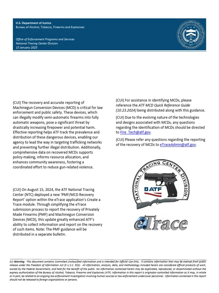 ATF Tracing Bulletin MCD Guidance PDF Bureau Of Alcohol