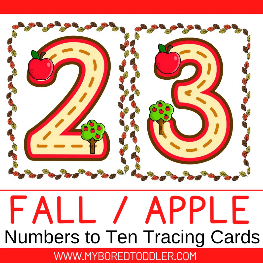 Autumn Fall Apple Number Tracing Cards 0 10 Large