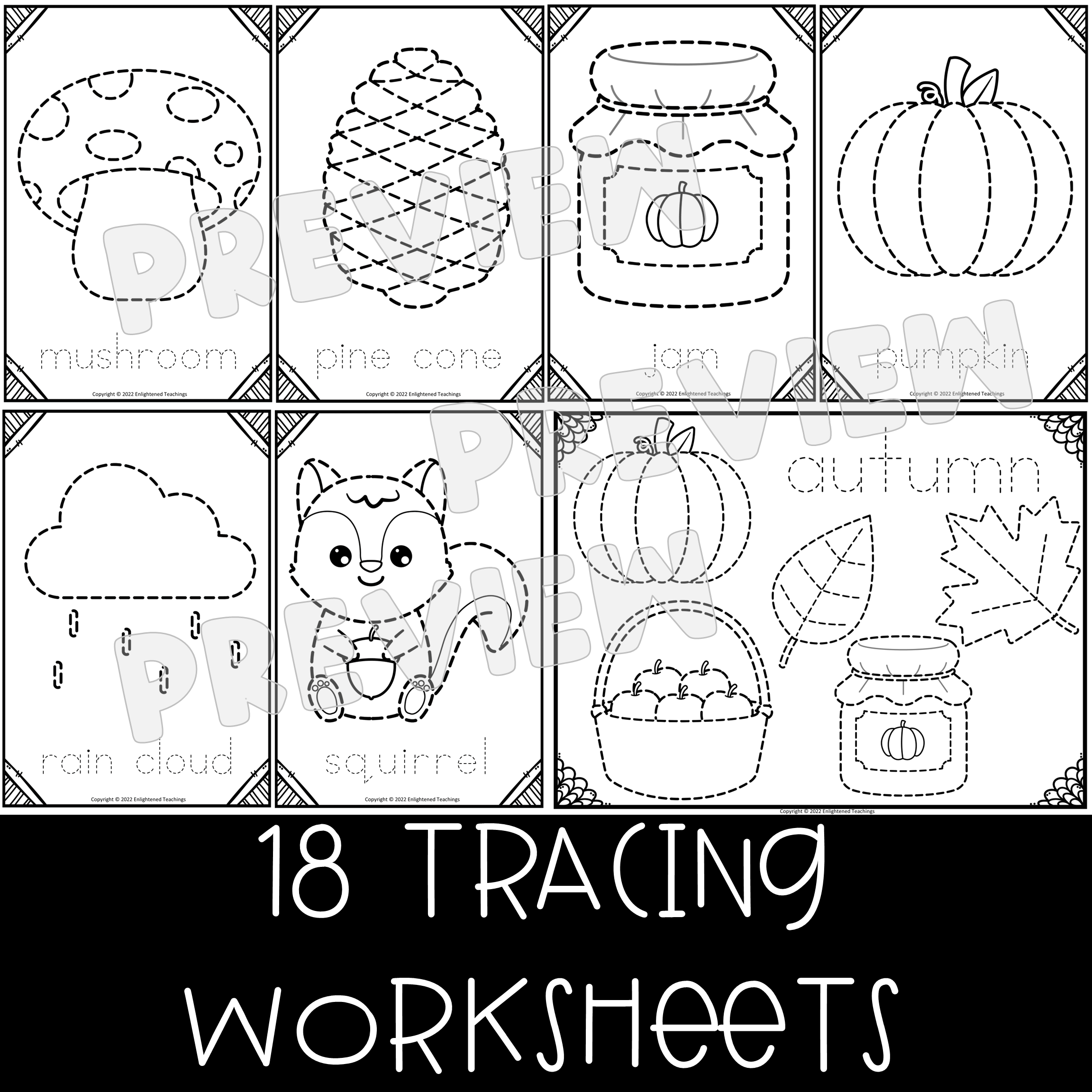 autumn fall tracing worksheets fine motor activity fall