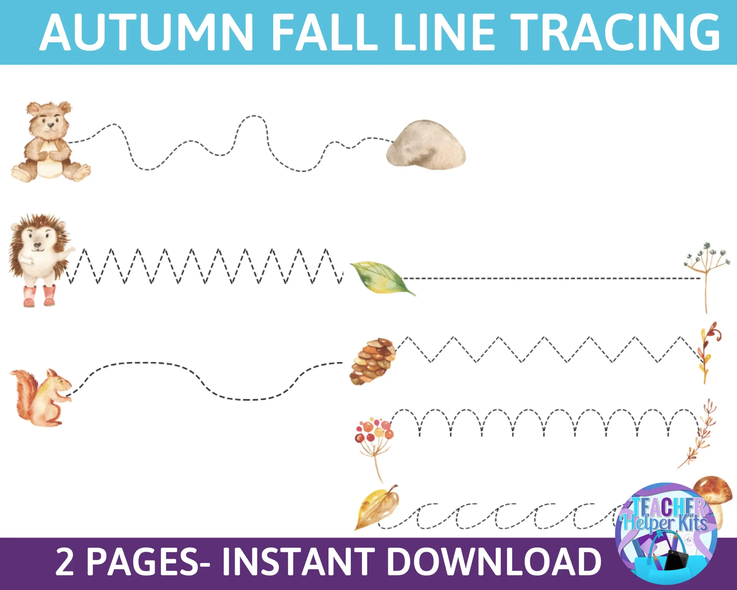 Autumn Theme Line Tracing Handwriting Practice Fall Line Tracing 