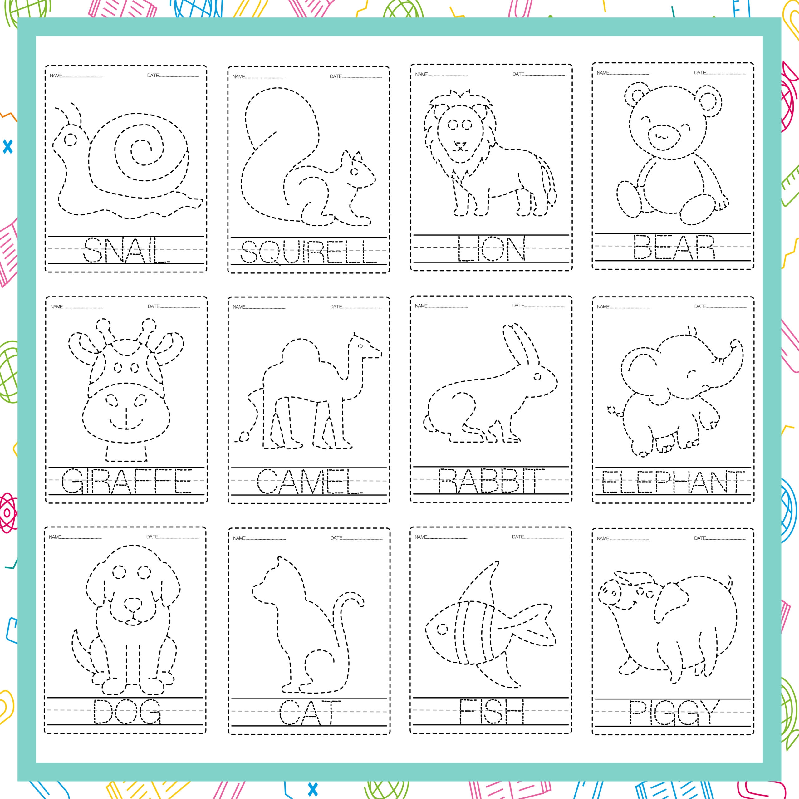 Back To School Activities back To School Animals Tracing 