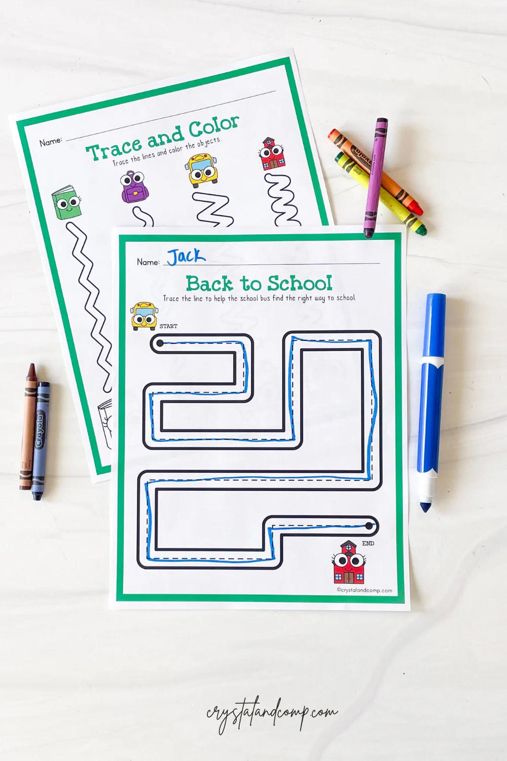 Back To School Line Tracing Printables CrystalandComp