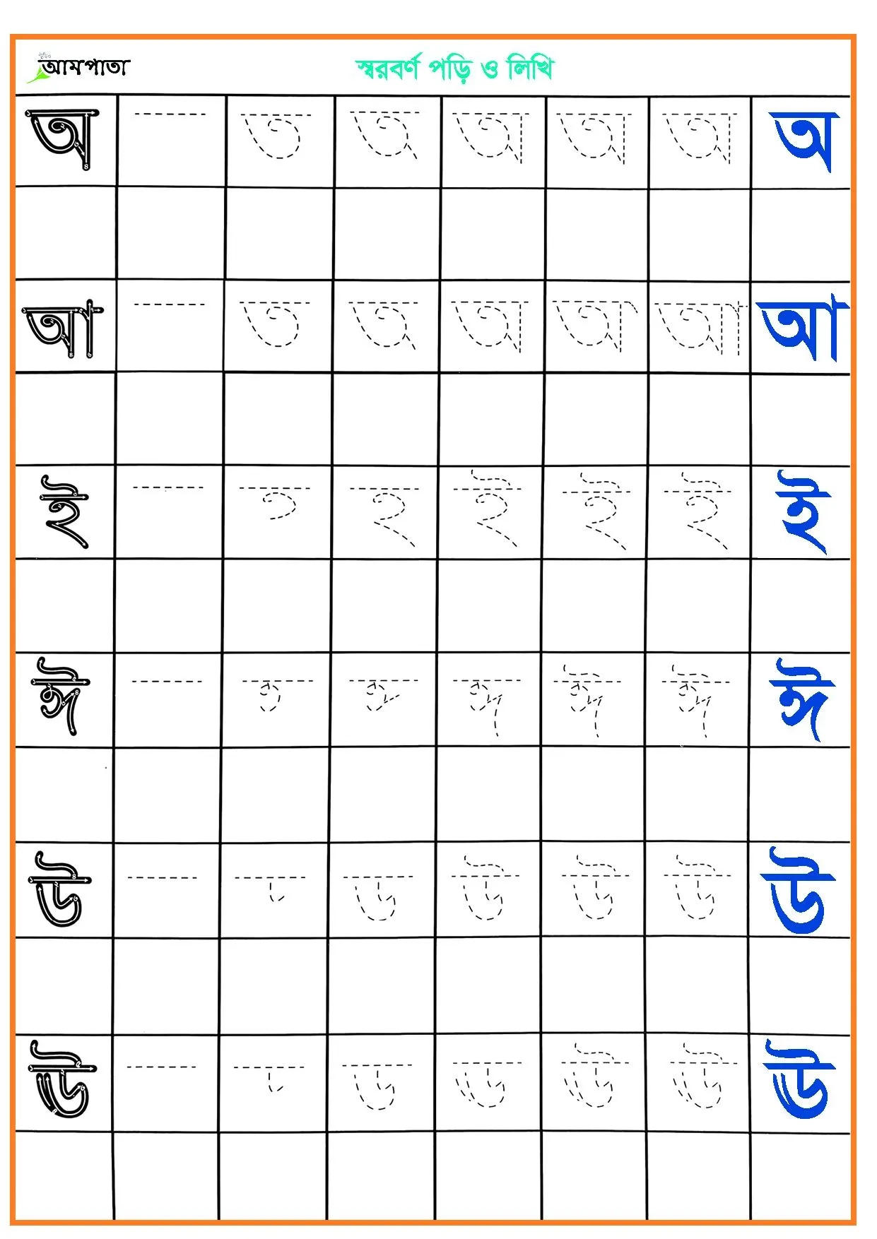 Bangla Alphabet Writing Practice Bengali Vowels amp Consonants PDF 