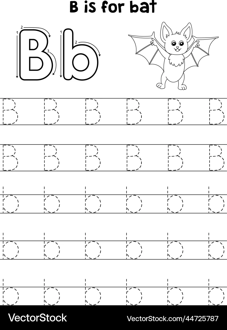 Bat Animal Tracing Letter Abc Coloring Page B Royalty Free 