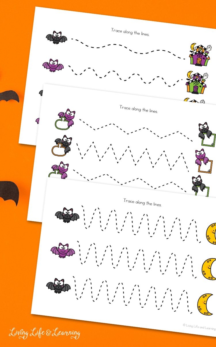 Bat Tracing Worksheets For Fine Motor Skills Development