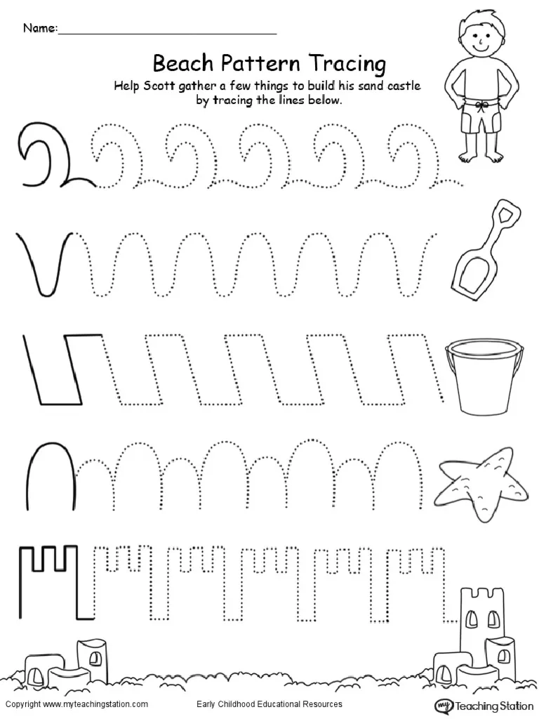 Beach Line Pattern Tracing Worksheet PDF Beach Line Pattern Tracing Worksheet PDF