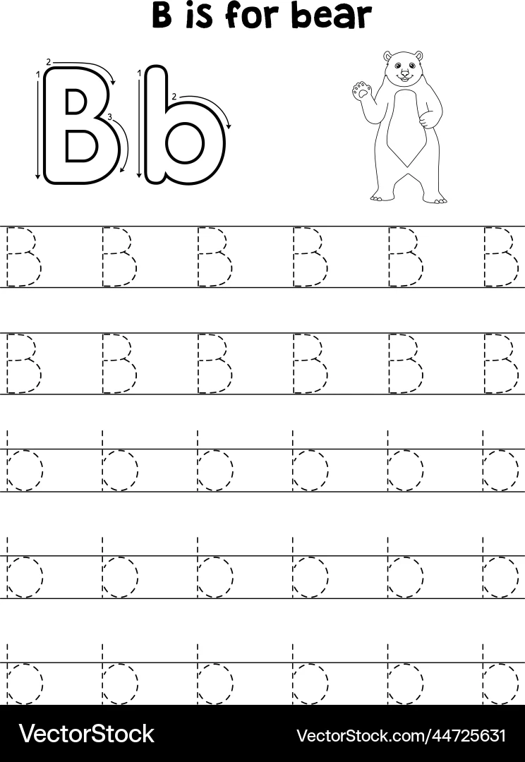 Bear Animal Tracing Letter Abc Coloring Page B Royalty Free 