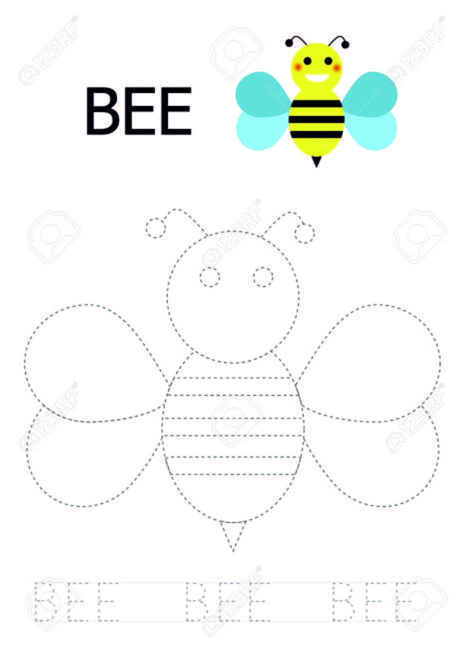 Bee Tracing Worksheet Royalty Free SVG Cliparts Vectors And 