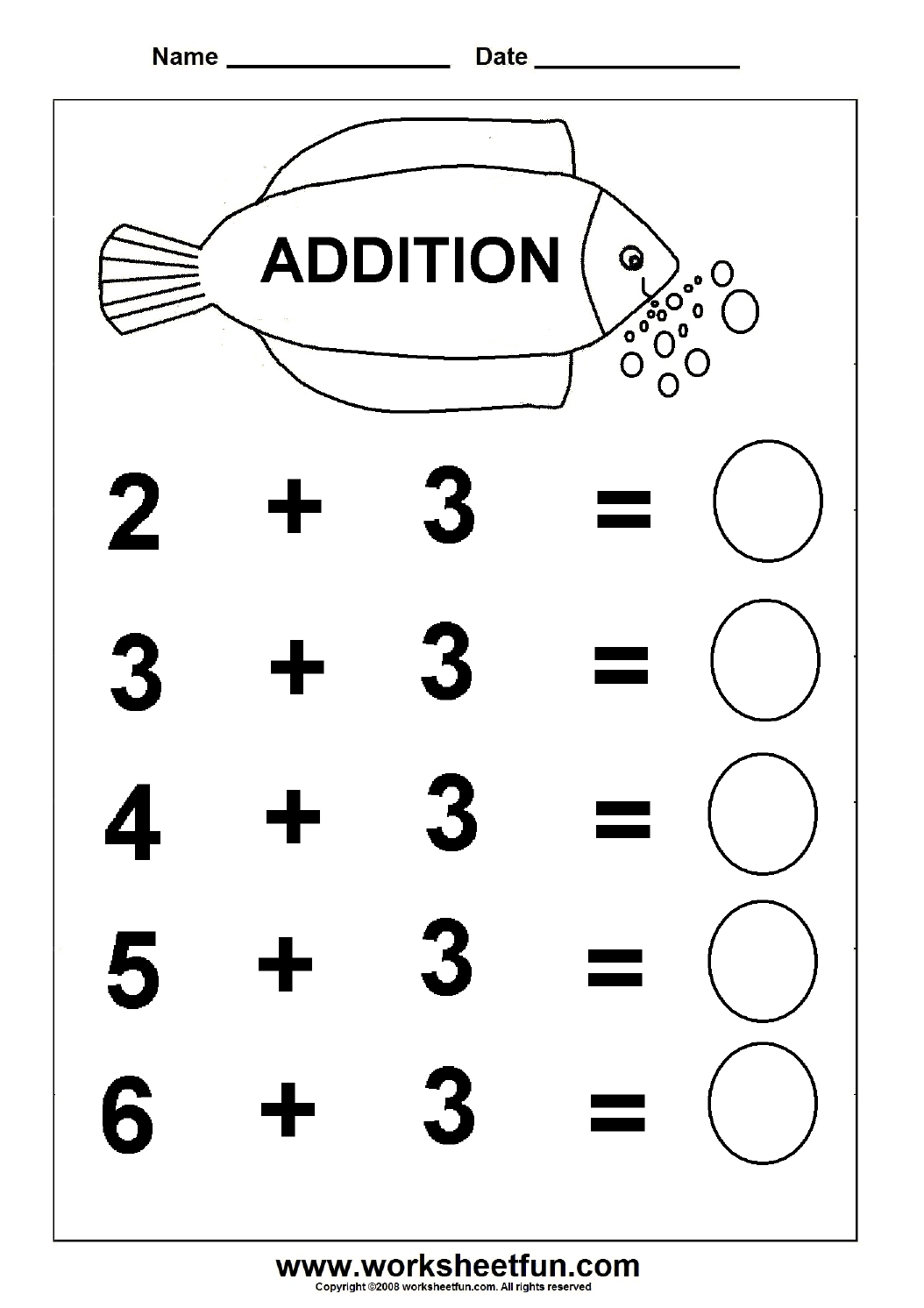 Addition Tracing Worksheets