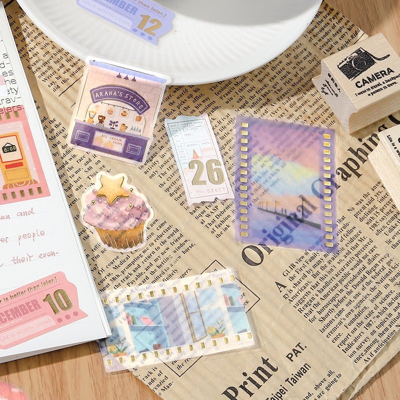 BGM Tracing Paper Sticker Set Leisurely Time Purple