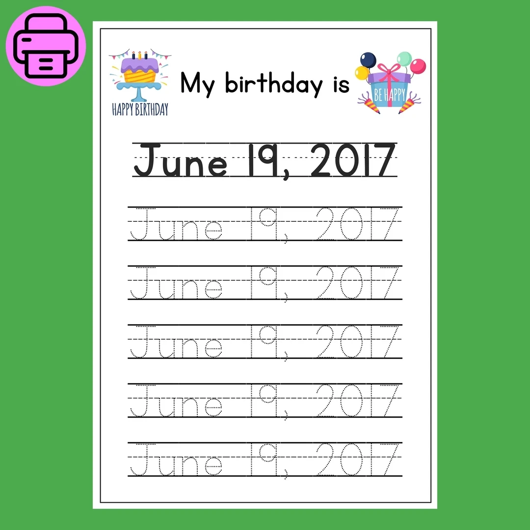 Birthday Tracing Worksheet My Birthday Tracing My Birthday Is 