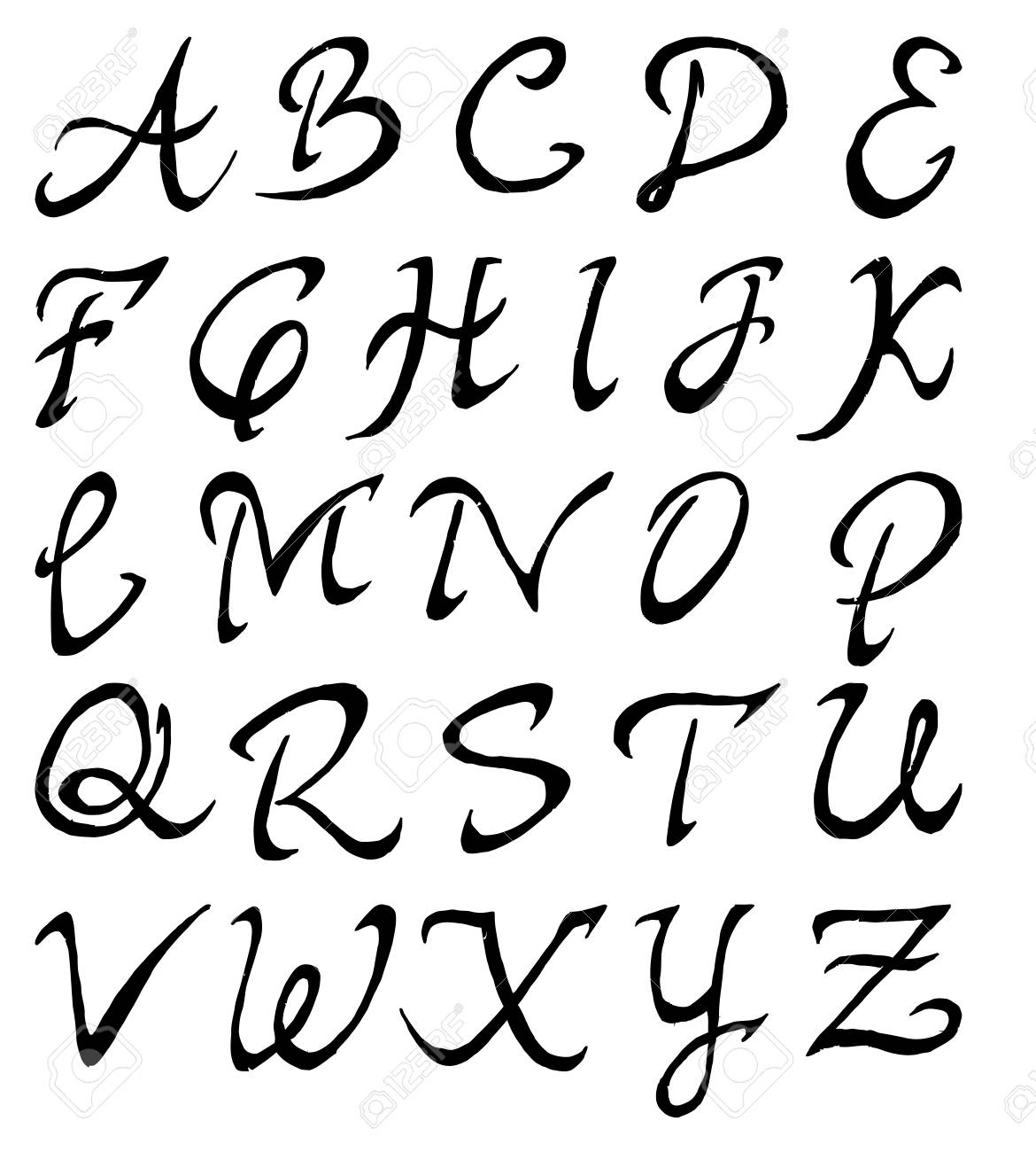 Black Fonts Hand Made Tracing From Sketch Vector Illustration 