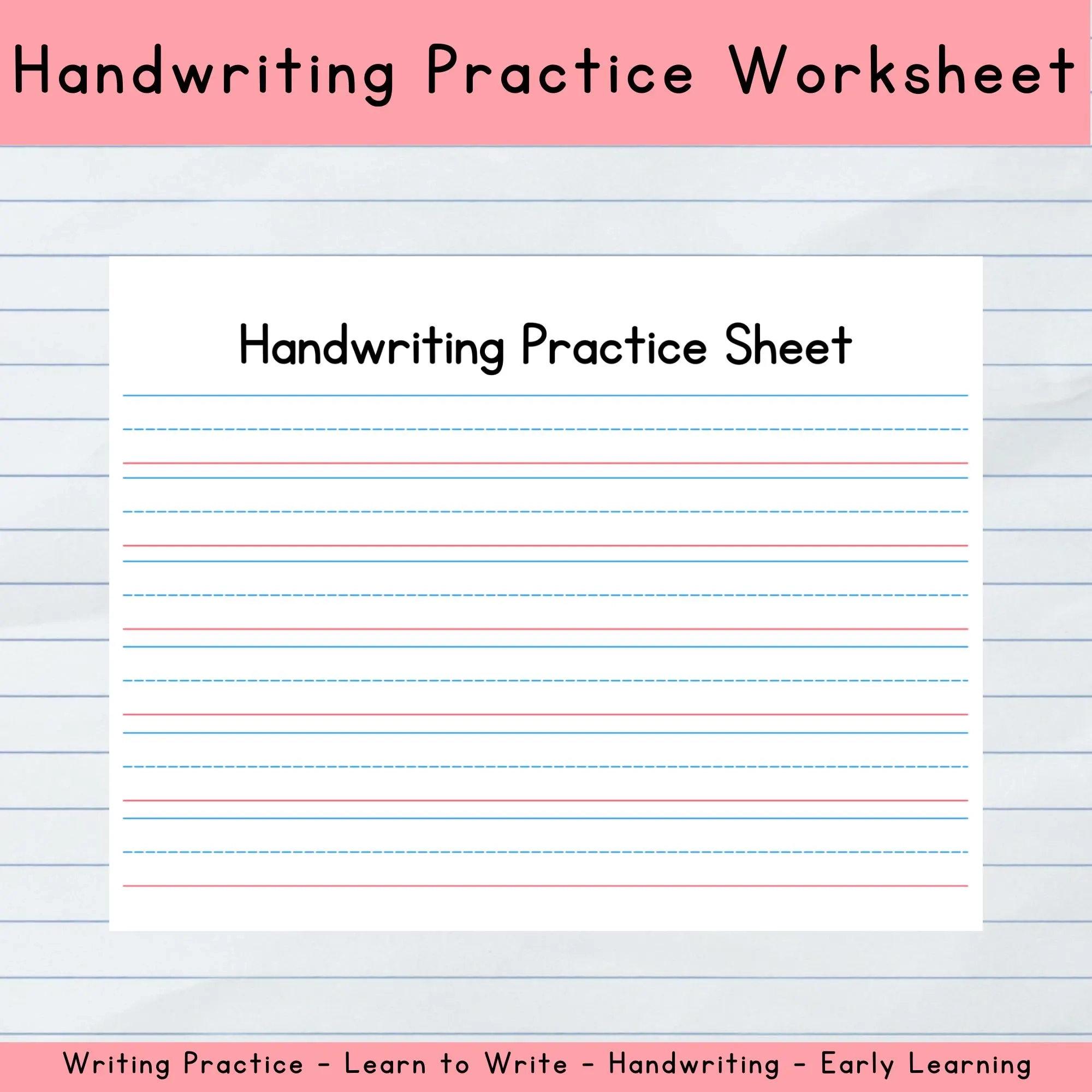 Blank Handwriting Practice Worksheet Etsy