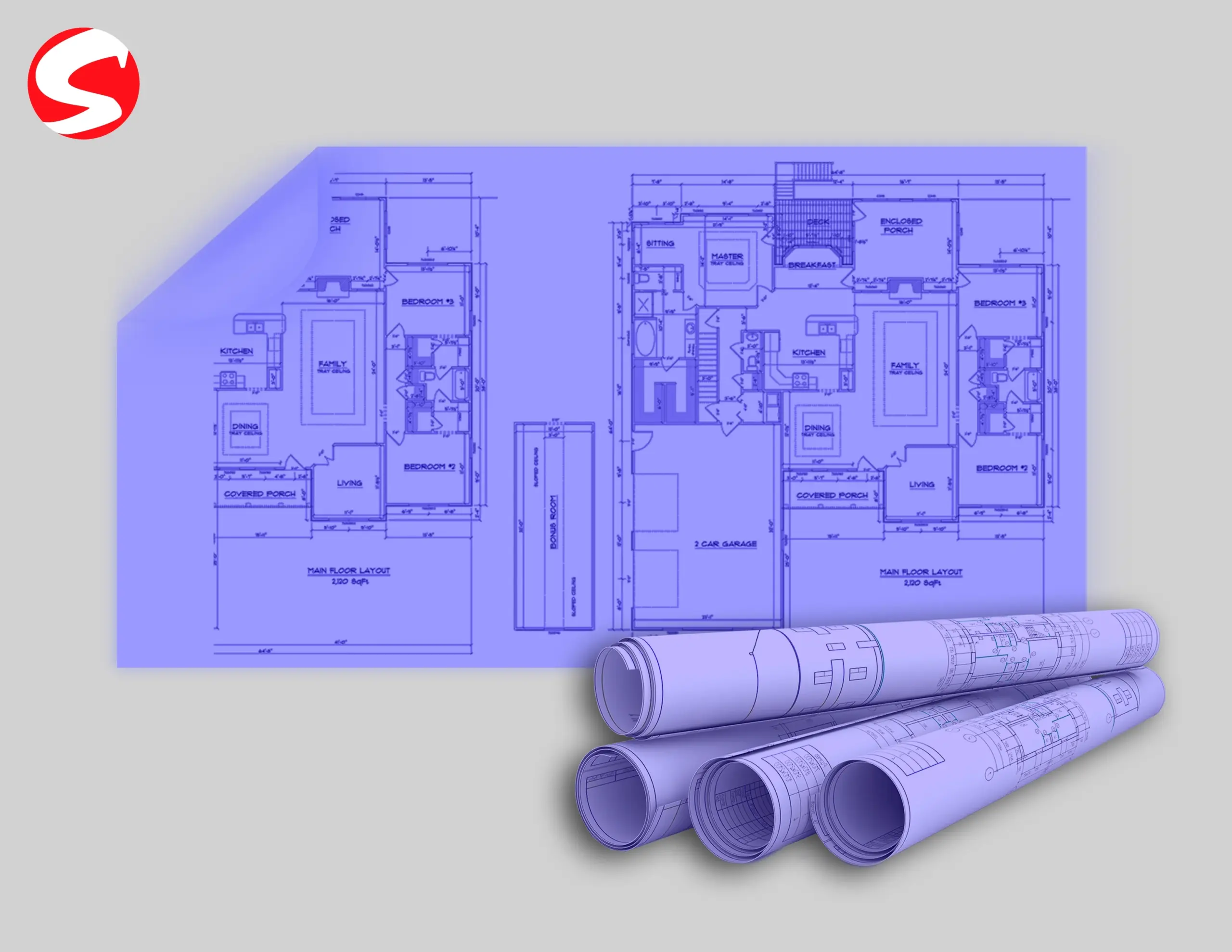 Blueprint With Tracing Paper