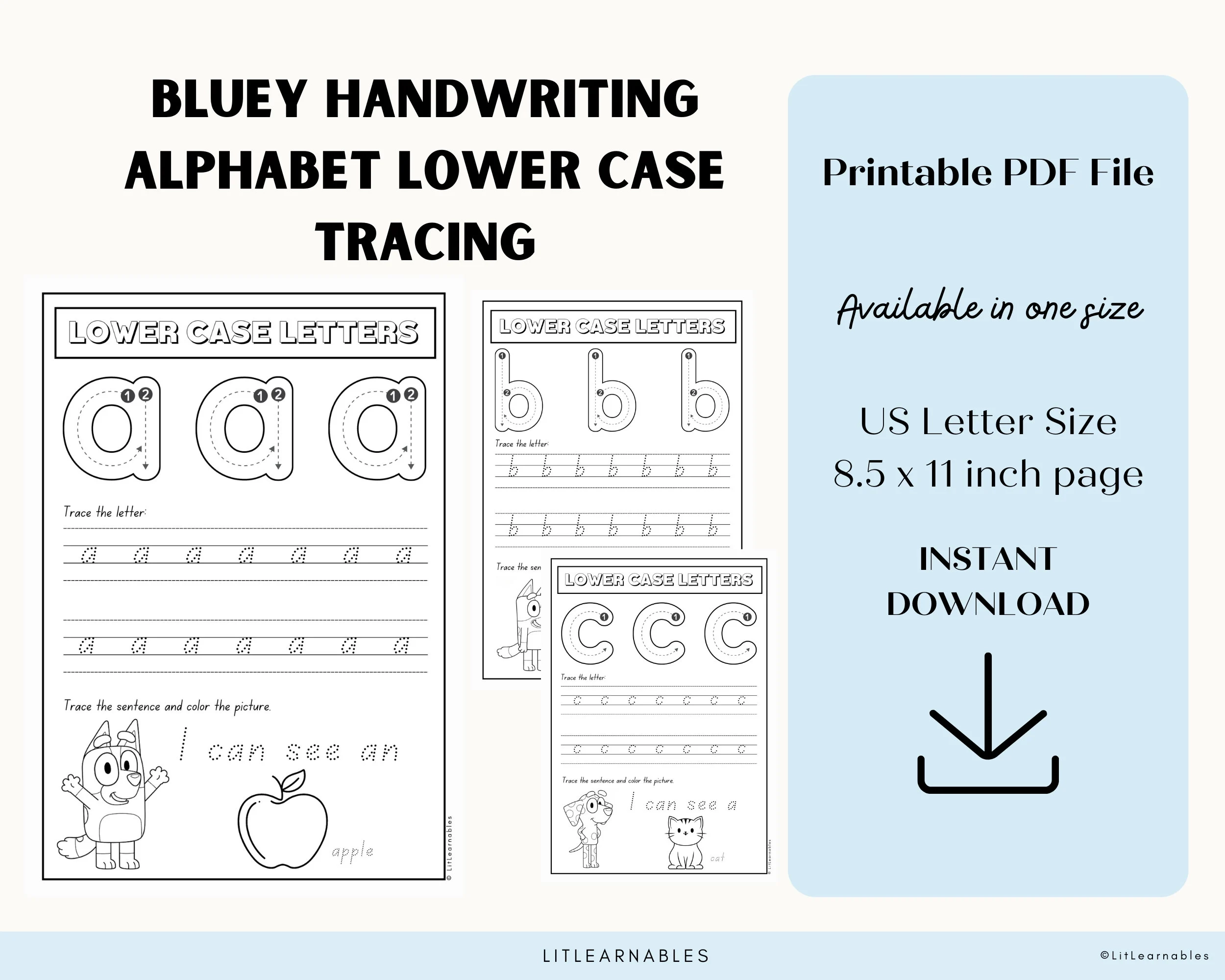 BLUEY Handwriting And Reading Practice Preschool Learning Letter 