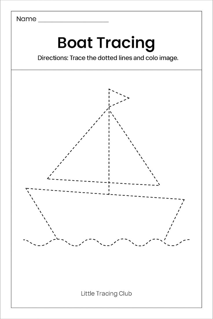 Boat Tracing Worksheet Free Preschool Printable