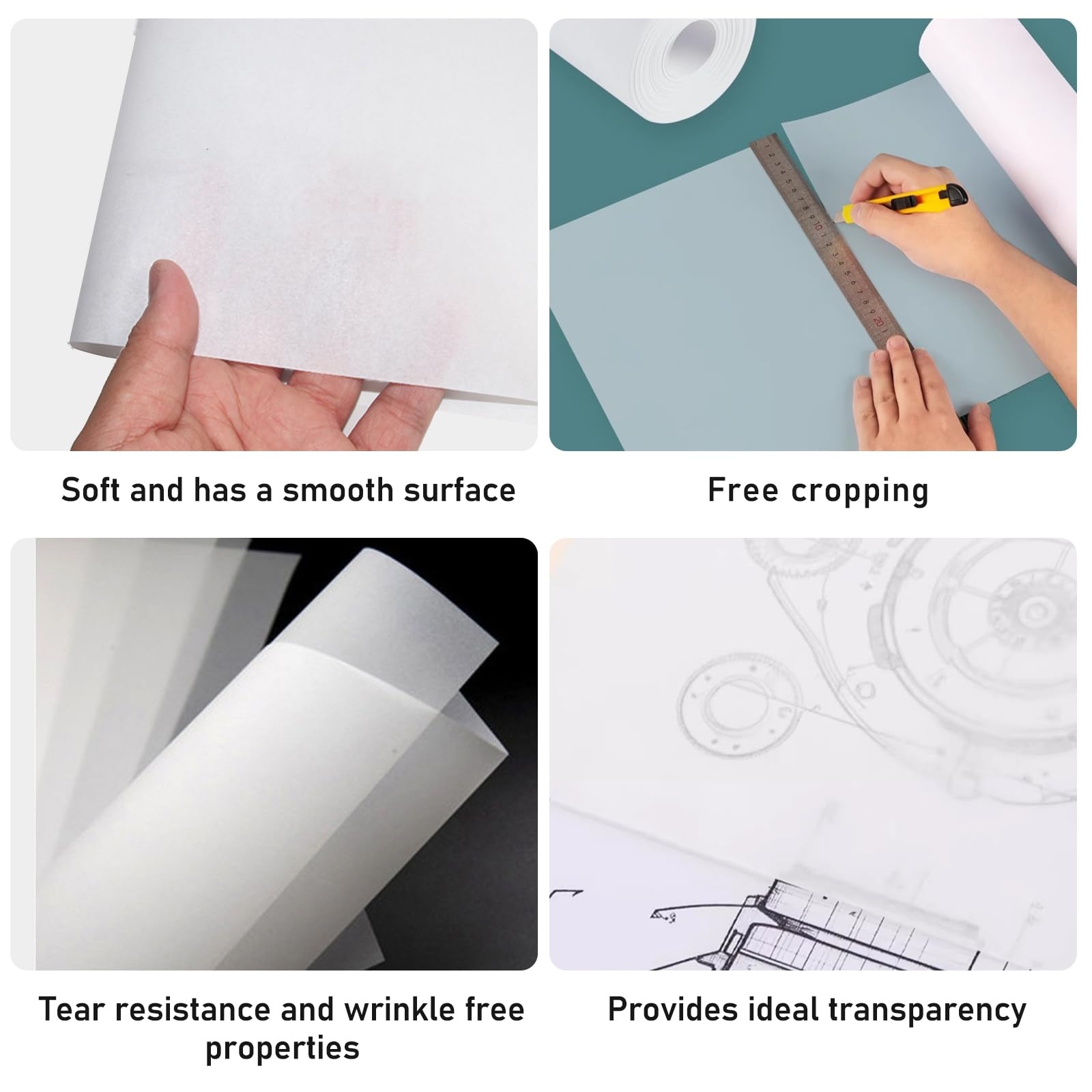 BORDEAG 2 Pack Tracing Paper Roll 30 Cm X 50 M Smooth White 26 