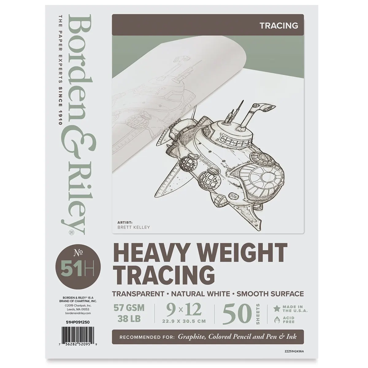 Borden amp Riley 51 Heavy Weight Tracing Paper Pad 9 X 12 50 