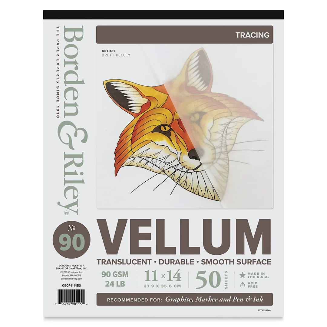 Borden amp Riley 90 Vellum Tracing Paper Pad 11 X 14 50 Sheets 