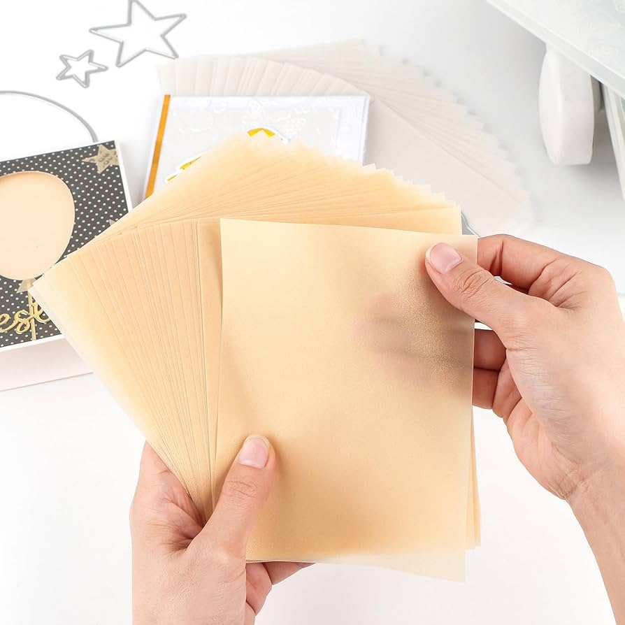 Briartw 90 Sheets Pearled Gold See Through Paper 4 25x5 5 Colored Frosted Smooth Vellum Paper Sheets 100gsm 37lb Heat Resistant Translucent Tracing 