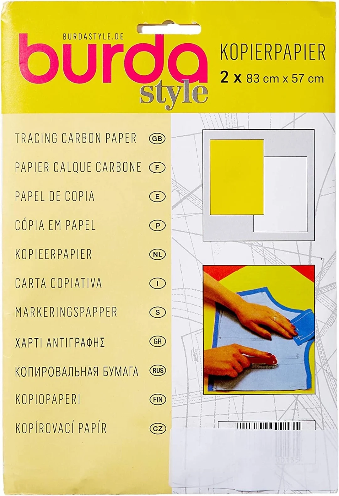 Burda Tracing Carbon Paper Available In Blue And Red Or Yellow 
