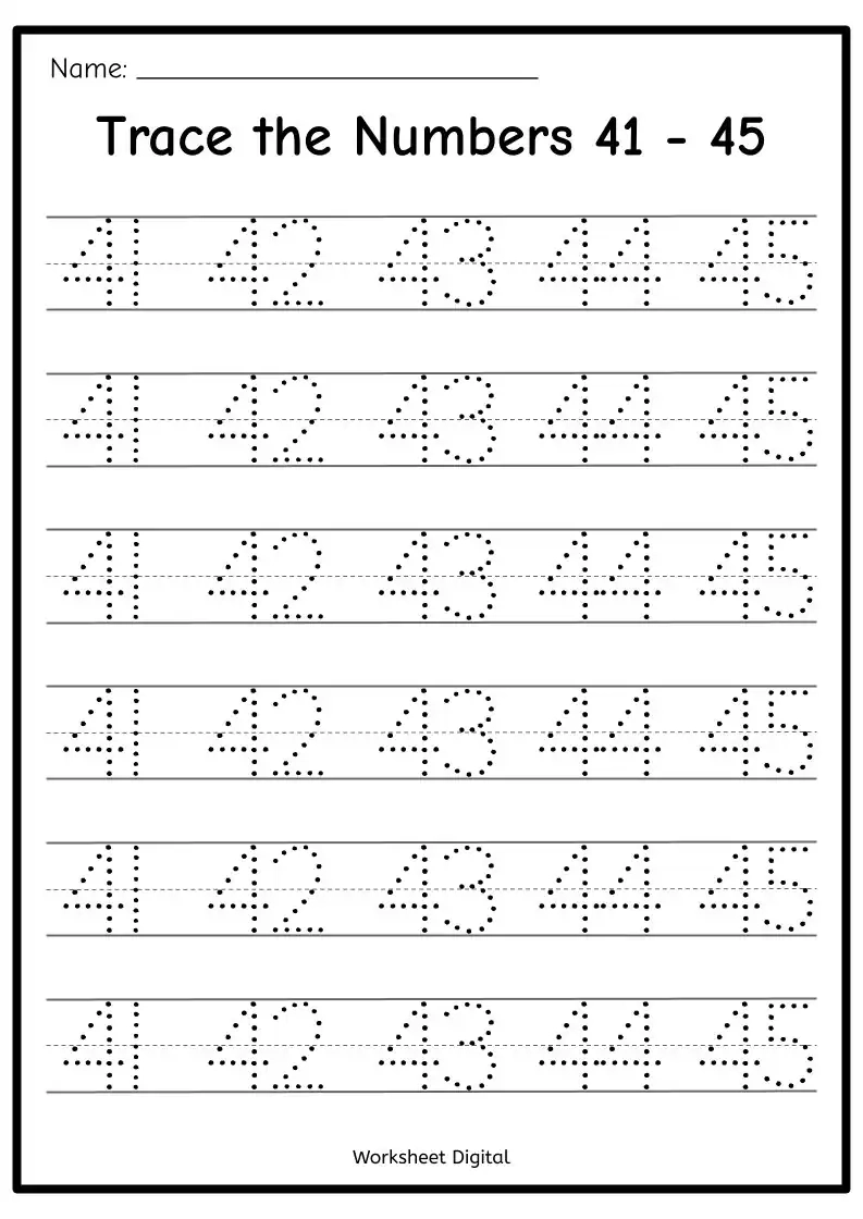 Buy Printable Numbers 1 50 Tracing Worksheets Homeschool 