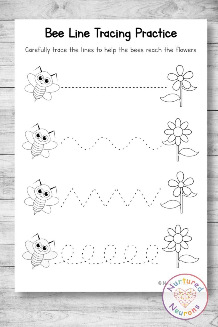 Buzzing Bee Line Tracing Worksheet Preschool Printable 