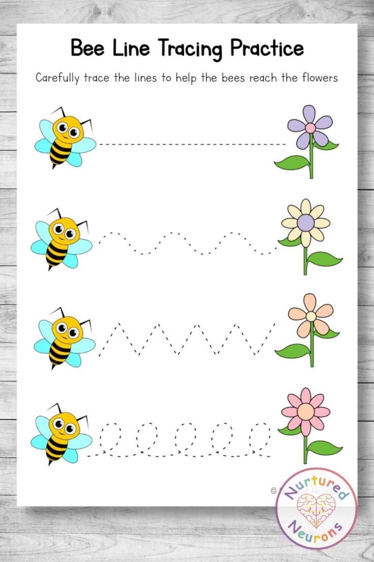 Buzzing Bee Line Tracing Worksheet Preschool Printable 