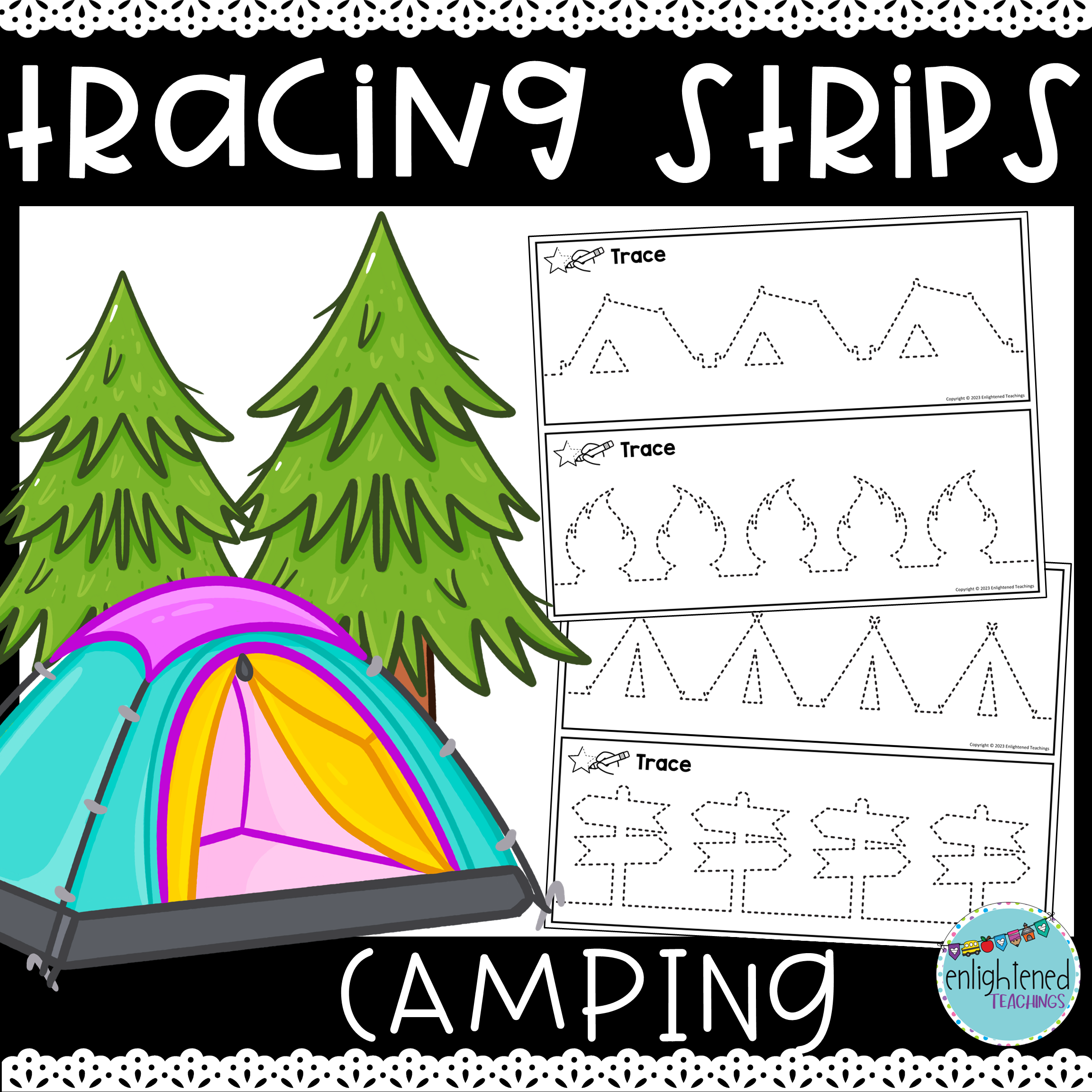 Camping Tracing Strips Fine Motor Activity Camping Pre writing 