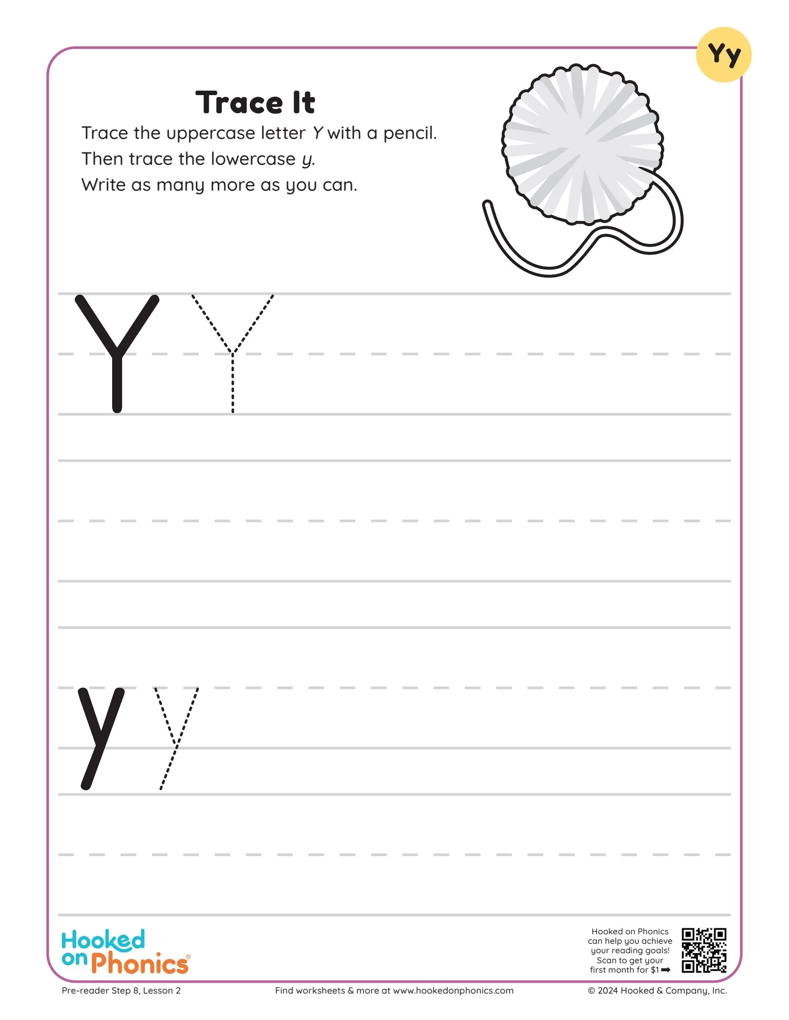 Capital Letter Y Tracing Worksheets