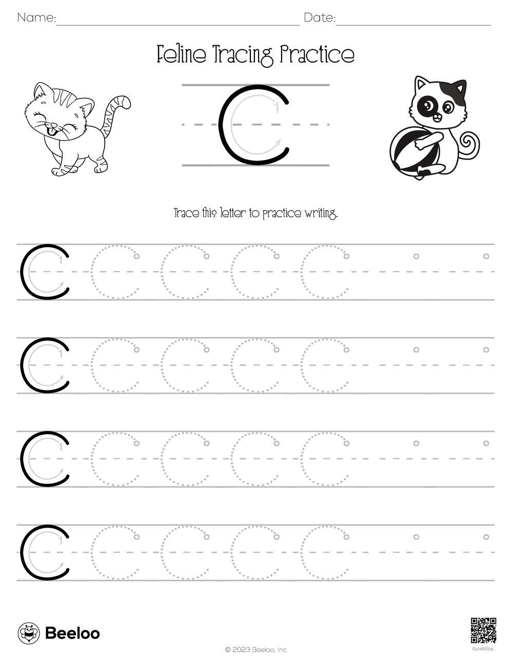 Cat themed Word Tracing Worksheets Beeloo Printable Crafts And 