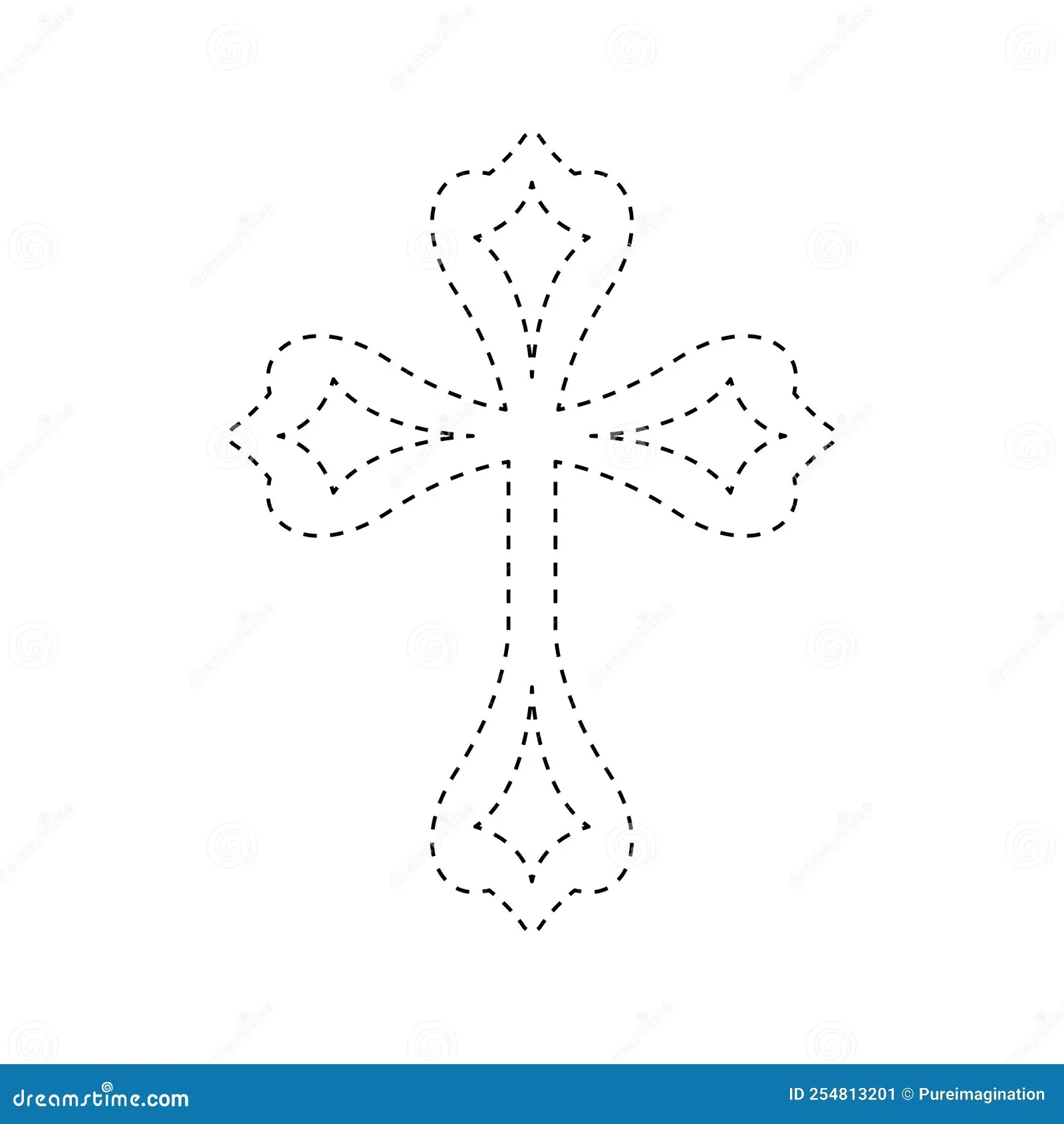 Christian Cross Tracing Worksheet For Kids Stock Vector 