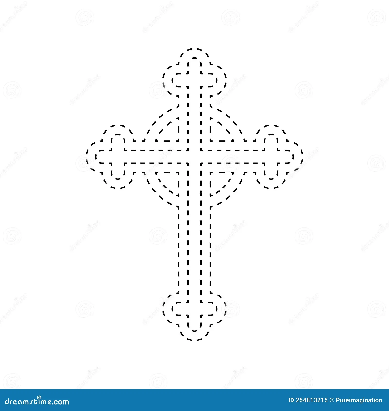 Christian Cross Tracing Worksheet For Kids Stock Vector 