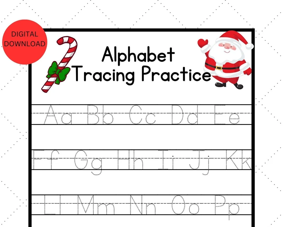 Christmas Alphabet Tracing Worksheet A Z ABC Tracing Worksheet 