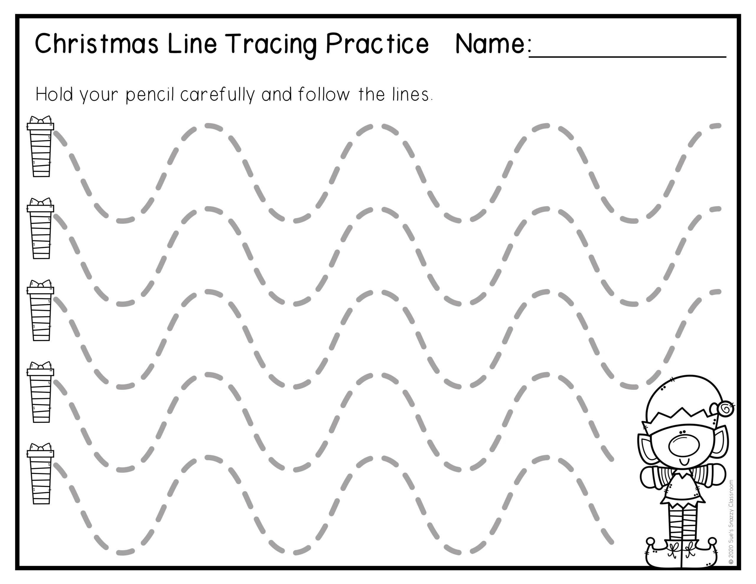 Christmas Pre Writing Line Tracing Practice Fine Motor Skills 