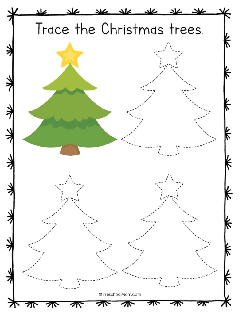Christmas Tracing Sheets For Preschoolers
